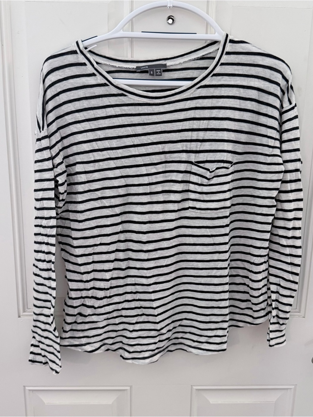 Vince Striped Long Sleeve Top S | Lightweight Crewneck